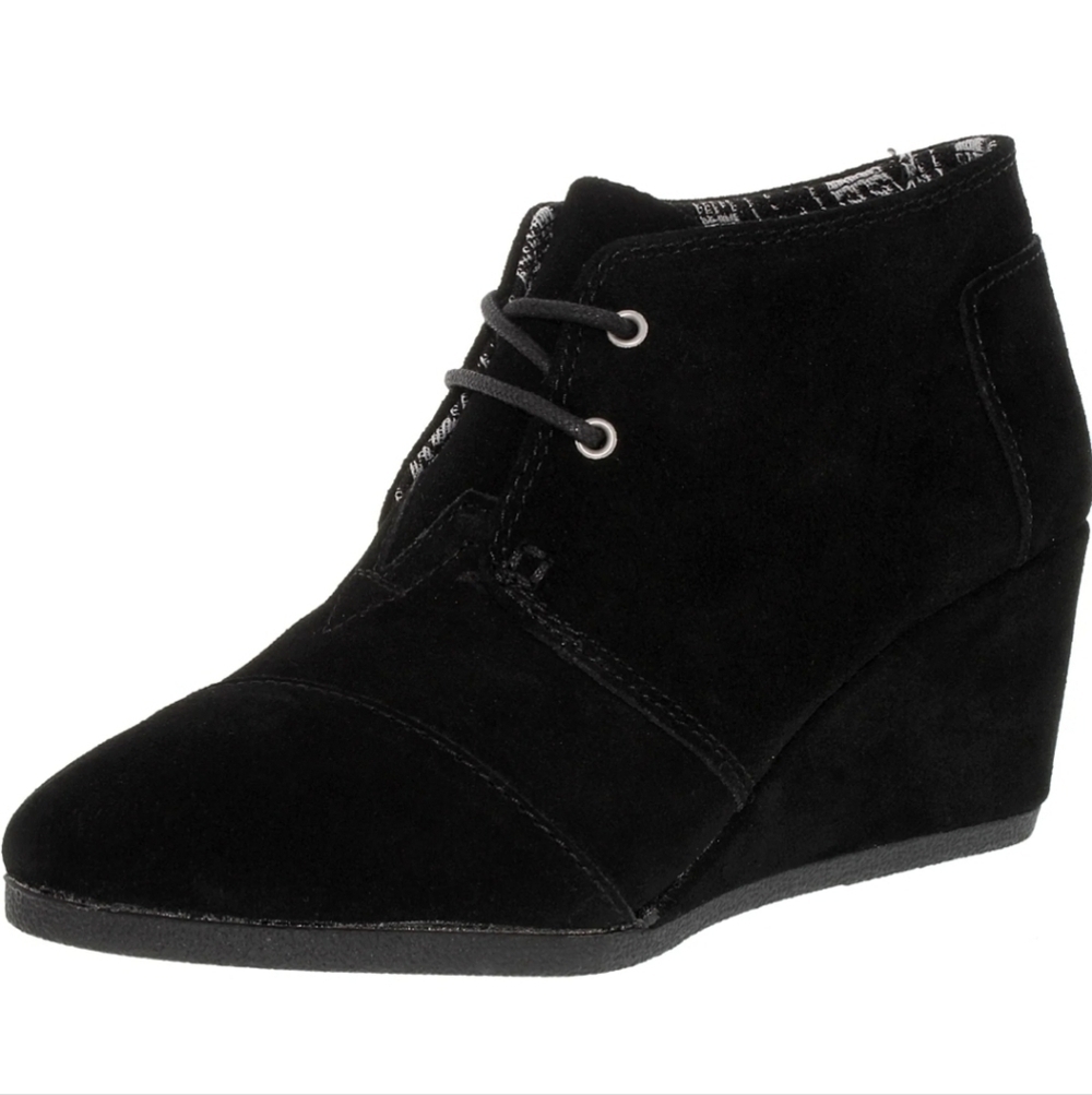 Toms Women Comfort Desert Suede Ankle Wedge Booties Lace up shoes sz 9.5